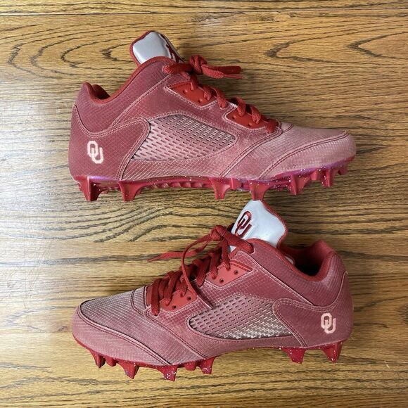 Nike Jordan 5 Low Retro Alpha Menace Elite Oklahoma PE Football Cleats Size 12.5 - Picture 2 of 9